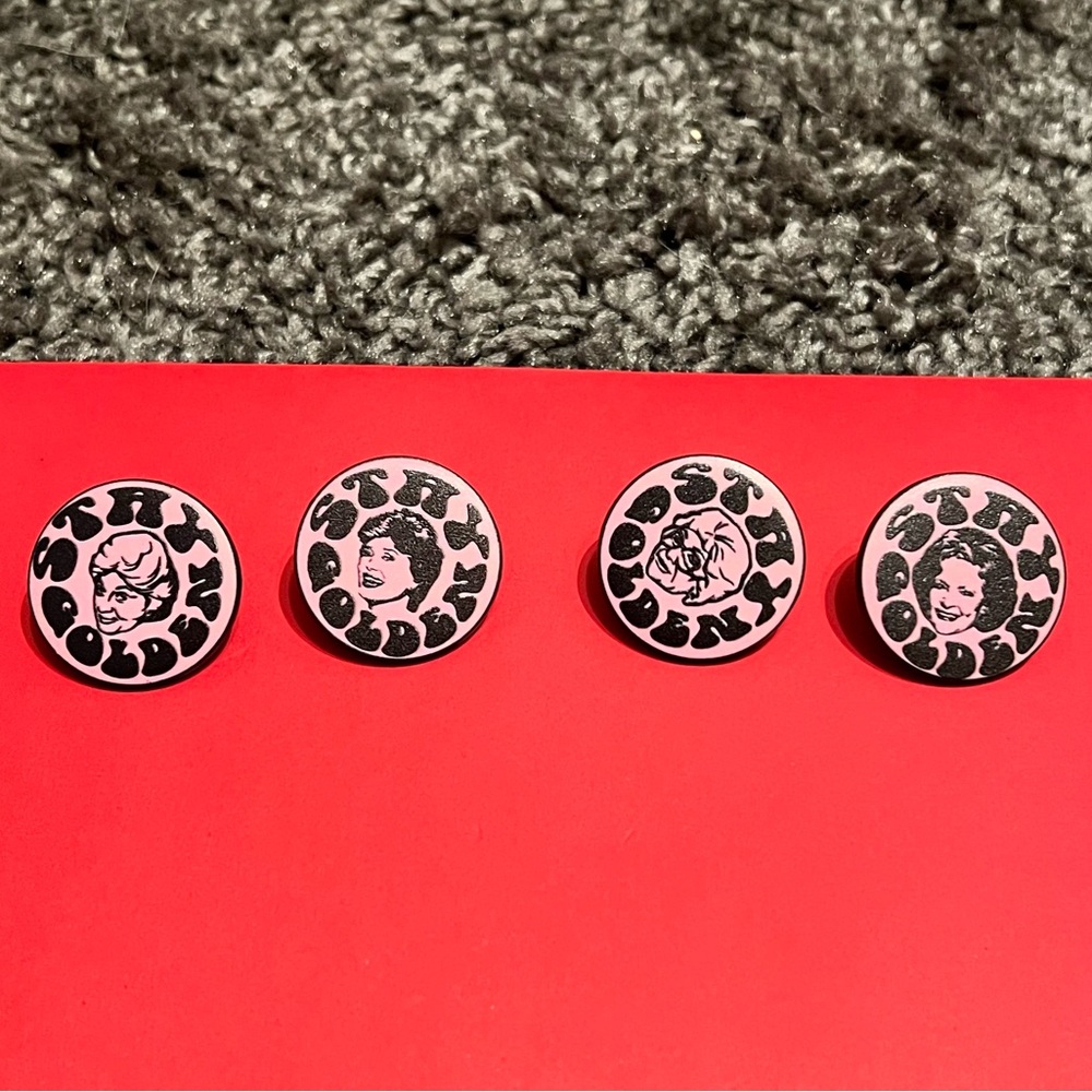 Set of 4 Black Pink Stay Golden Girls Pins pin Sophie Rose Blanche Dorothy New